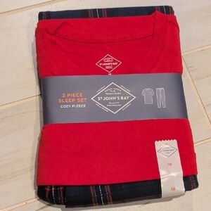 St. John's Bay Black and Red Fleece Sleepwear Set